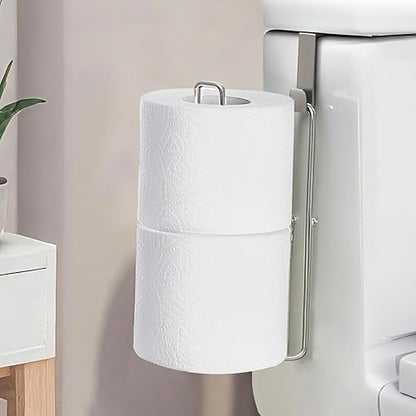Toilet Paper Holder Wall Mount, Storage Extra 2 Roll Tissue, Over The Tank Toilet Paper Holder, Brushed Nickel and Chrome Tissue Holder for Bathroom Organizer, Adhesive Paper Holder, 1Pcs - color: Silver, 1pcs, 8.67in