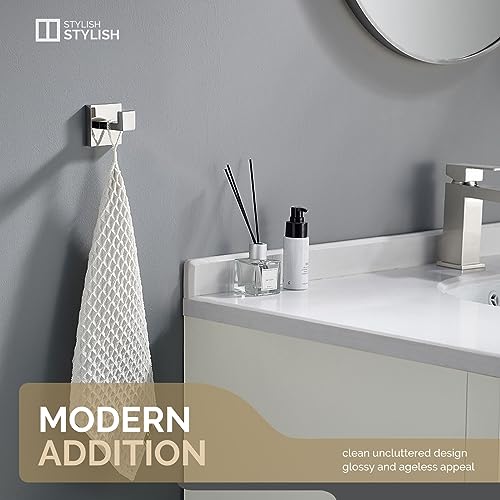 Angle Simple Bathroom Towel Hook, Bath Coat Robe Hanger, Polished Chrome | SUS304 Stainless Steel Robe Hook, Modern Hand Towel Holder for Kitchen Closet RV, Screw Wall Mount - color: Polished Chrome, size: 1 Pack
