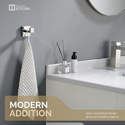 Angle Simple Bathroom Towel Hook, Bath Coat Robe Hanger, Polished Chrome | SUS304 Stainless Steel Robe Hook, Modern Hand Towel Holder for Kitchen Closet RV, Screw Wall Mount - color: Polished Chrome, size: 1 Pack