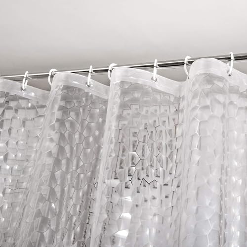 WELTRXE Extra Long Shower Curtain Liner with Magnets, 72 x 84 Inch Waterproof 3D Water Cube Clear Bathroom Shower Curtains, No Chemical Smell, Heavy Duty, Extra Long for Shower Stall, Bathtubs - color: Clear-water Cube, size: 84"W x 72"L (Pack of 1)