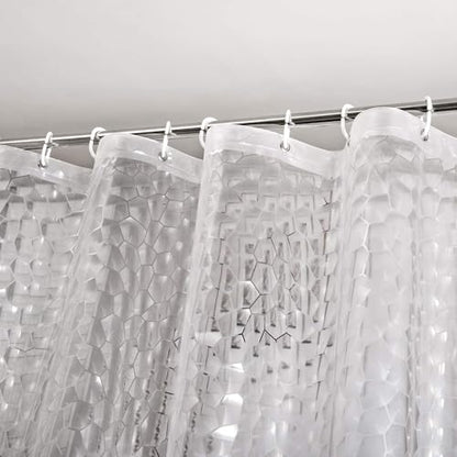WELTRXE Extra Long Shower Curtain Liner with Magnets, 72 x 84 Inch Waterproof 3D Water Cube Clear Bathroom Shower Curtains, No Chemical Smell, Heavy Duty, Extra Long for Shower Stall, Bathtubs - color: Clear-water Cube, size: 84"W x 72"L (Pack of 1)