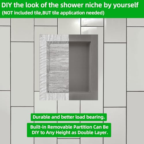 Shower Niche Tile Ready12 x14, Embedded Size 13"x15",Depth 4" | Single Recessed Shower Shelf Niche for Shower Wall,Waterproof Ready to Tile Niche Box for Bathroom Renovation/Showers Storage - size: Inner 12"x14"/Outer 16"x18"