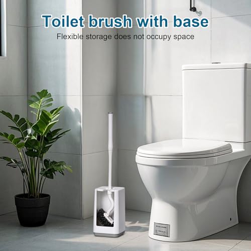 Toilet Bowl Brush and Holder 3 Pack Sturdy Plastic Long Handled Toilet Brushes for Bathroom with Ventilated Base Easy to Assemble for Deep Cleaning (White 3) - color: White 3
