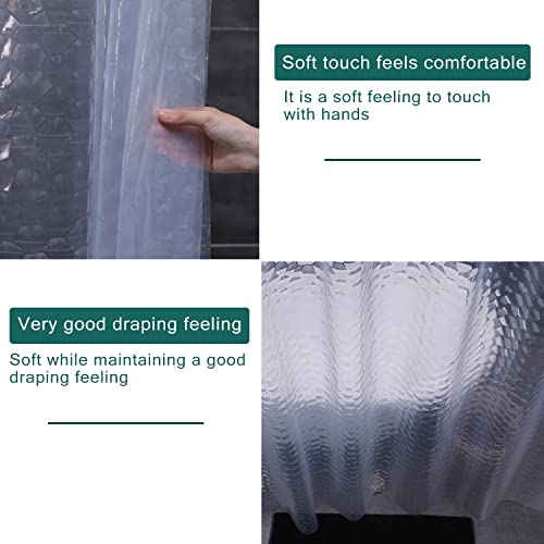 EVA Clear Shower Curtain Liner, 3D Water Cube 5G Shower Liners with 12 Rustproof Metal Grommets and Weighted Magnets, Waterproof Duty for Bathroom 72 x 72 - color: Cube-clear