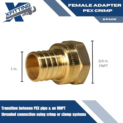XFITTING 1 inch Pex x 3/4 inch Female NPT Adapter, 23-4-6=2X, 2 Pieces - size: 1" Pex x 3/4" Female