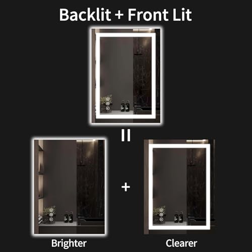 24"x32" LED Bathroom Mirror with Lights, Dimmable, Anti-Fog, Lighted Bathroom Vanity Mirror for Wall, Backlit + Front Lit, Memory Function, Shatter-Proof, Tempered Glass - size: 32"L x 24"W
