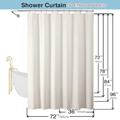 Aiyufeng Cream Shower Curtain, Embossed Textured Fabric Shower Curtain for Bathroom - Soft Cloth & Hotel Spa Luxury, Water Repellent, Machine Washable, 72X72, Cream - color: Cream, size: 72"W x 72"L (Pack of 1)