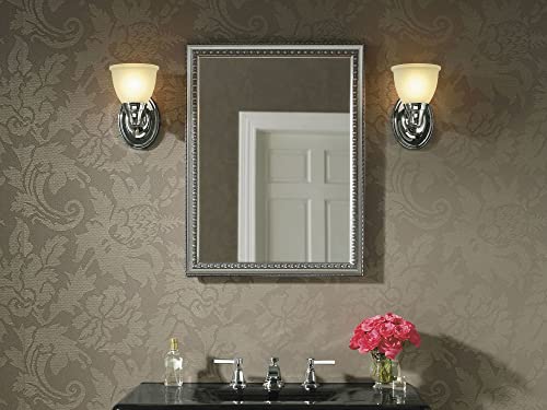 Kohler CB-CLW2026SS Aluminum Bathroom Medicine Cabinet with Mirror, Decorative Silver Framed Mirror Door, Adjustable Shelves, Rectangular Frame, 20 in. W x 26 in. H