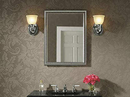 Kohler CB-CLW2026SS Aluminum Bathroom Medicine Cabinet with Mirror, Decorative Silver Framed Mirror Door, Adjustable Shelves, Rectangular Frame, 20 in. W x 26 in. H