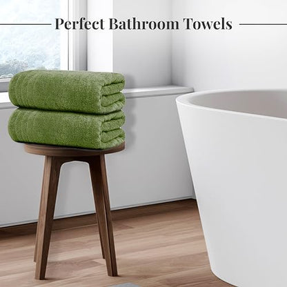 4 Piece Extra Large Bath Towels 30 x 60 Inches, Green | 100% Cotton, Larger & Lighter Weight, Quicker to Dry, Super Soft and Absorbent, Perfect for Bathroom - color: Green