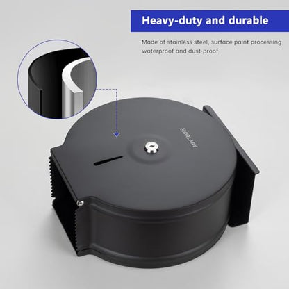 Gorlary Commercial Jumbo Toilet Paper Dispenser with Shelf, Matte Black | Wall Mount Stainless Steel Roll Holder, 9 inch Commercial Toilet Paper Roll Holder for Bathroom Office Restaurant - color: Black