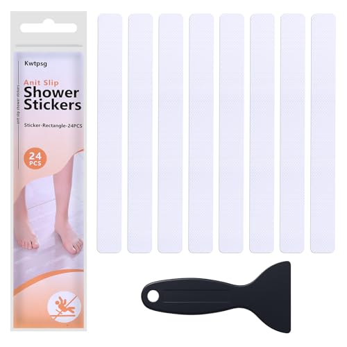 24 PCS Non Slip Bathtub Stickers with Strong Adhesive, Anti Slip Shower Stickers Safety for Bath Tub, Shower Floor, Stairs, Ladders, Rectangle