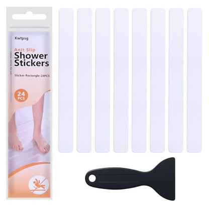 24 PCS Non Slip Bathtub Stickers with Strong Adhesive, Anti Slip Shower Stickers Safety for Bath Tub, Shower Floor, Stairs, Ladders, Rectangle