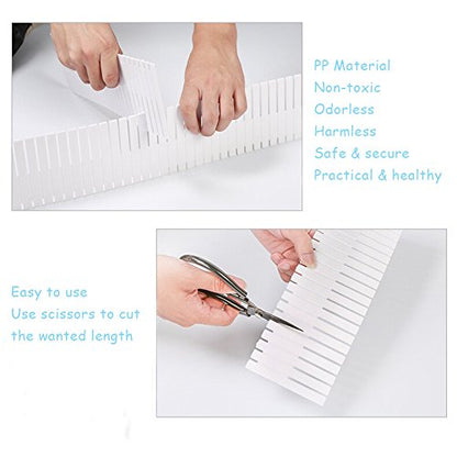 Onerbuy 8pcs Adjustable Grid Drawer Dividers DIY Plastic Closet Separator Tidy Organizer Container for Underwear Socks Belt Office Supplies - color: Fence