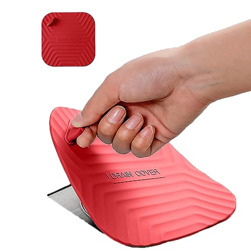 MAOYONG Shower Drain Cover Tub Stopper - Square Silicone Floor Drain Cover for Bathroom, Bathtub Stopper Drain Plug Cover, Kitchen Sink Drain Stopper 5.9 Inch Red 1PCS - color: Red