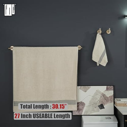 JQK Champagne Bronze Bath Towel Bar, 30 Inch 304 Stainless Steel Thicken 0.8mm Towel Rack Bathroom, Towel Holder Wall Mount, Useable Length 27 Inch, TB110L27-CB - color: Champagne Bronze, size: 30.15 Inch
