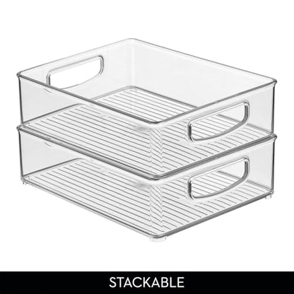 iDesign Stackable Plastic Handle Bin Storage Organizers, 18 Pack, Clear | For Kitchen, Fridge, Pantry, Home, Assortment Set - style: Pack of 18