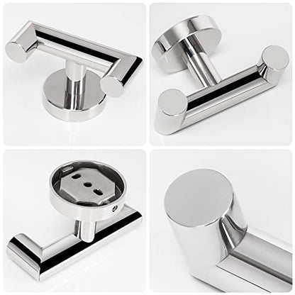 NearMoon Bathroom Double Towel Hook- SUS304 Stainless Steel Robe Towel Holder, Heavy Duty Double Coat Hook for Bathroom Livingroom Kitchen Wall Mounted (Chrome Finish-U, 2 Pack) - style: Chrome Finish-U