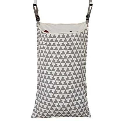 Adjustable Space Saving Door Hanging Laundry Hamper Bag with Over Door Hooks for Dirty Laundry