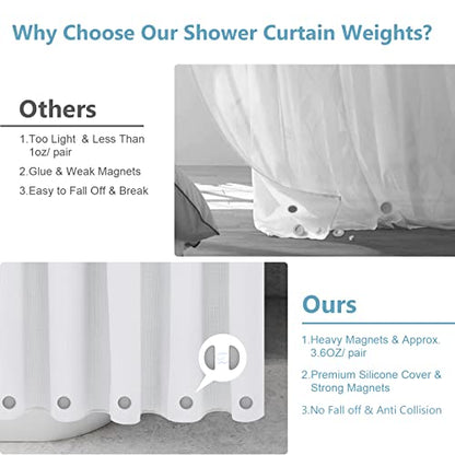VANZAVANZU 10 Pairs Shower Curtain Weights, Silicone Wrapped Magnets, Heavy Duty Magnets Prevent Curtain Liner from Blowing, Rust-Free, Gray - color: Grey, size: 1.2"W x 1.2"L (Pack of 10)