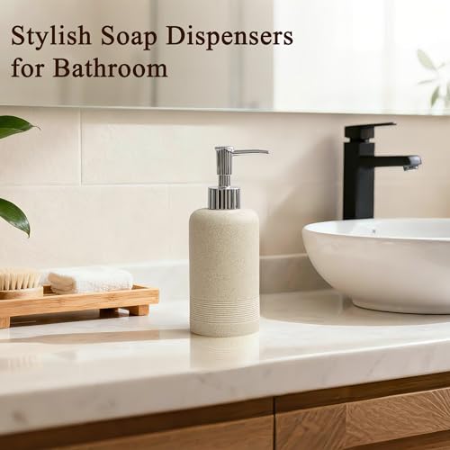 2pcs/Set Hand Soap Dispenser Sets - 10.8oz Refillable Resin Liquid Soap Dispensers with Rust-Proof Pump for Bathroom Countertop or Kitchen, Beige - color: Beige