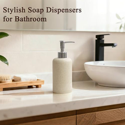 2pcs/Set Hand Soap Dispenser Sets - 10.8oz Refillable Resin Liquid Soap Dispensers with Rust-Proof Pump for Bathroom Countertop or Kitchen, Beige - color: Beige