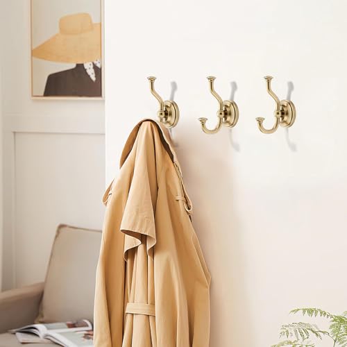 1 Pack 4-1/2 Inch Zinc Alloy Champagne Bronze Towel Hooks | Solid Metal | Wall Mount | Robe Hooks | Coat Hooks | For Bathroom, Shower, Bedroom, Entryway | Bathroom Hardware Accessories - color: Champagne Bronze