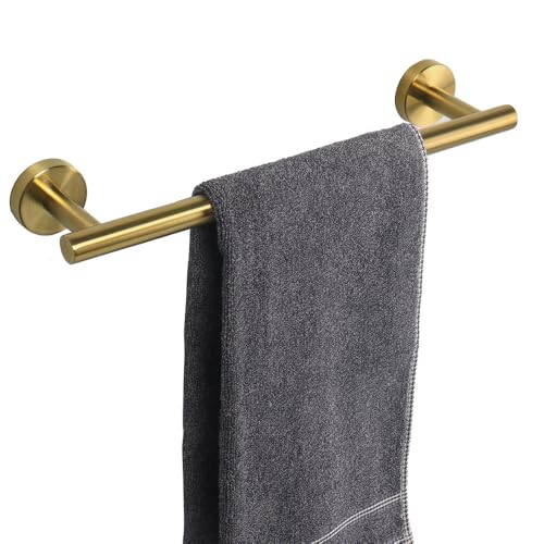 TocTen Bath Towel Bar - Thicken SUS304 Stainless Steel Bathroom Towel Holder, Towel Rod for Bathroom Heavy Duty Wall Mounted Towel Rack Hanger (18IN, Brushed Gold) - color: Gold, size: 18IN