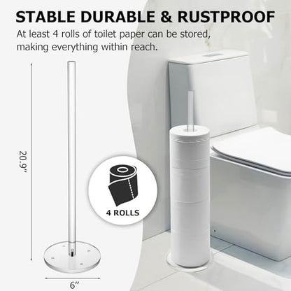 MyGift Freestanding Toilet Paper Holder Stand - Bathroom Toilet Paper Storage with Floor Standing Roll Dispenser - color: Clear