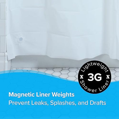 SlipX Solutions Protected Shower Curtain Liner, 3G Lightweight, 70"x72", White - color: White 3g