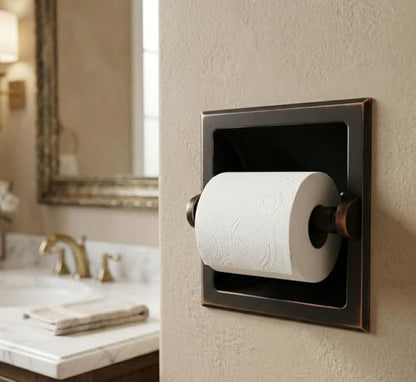 Oil Rubbed Bronze Recessed Toilet/Tissue Paper Holder All Metal Contruction - Mounting Bracket Included - color: Oil Rubbed Bronze