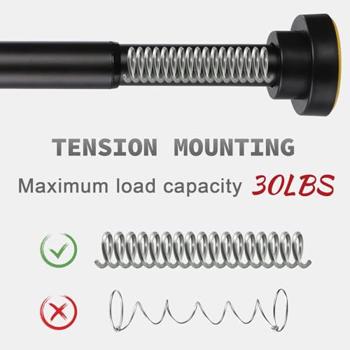 Thestoa Shower Curtain Rod Adjustable 43-78 inch, 1"Diameter Spring Tension Curtain Rod No Drill, Anti-Rust Non-Slip Shower Rod, Black Shower Curtain Rod for Bathroom Tension - color: Black, size: 43"- 78"