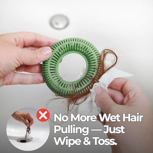 TubRing Pop-Up Drain Protector & Strainer Silicone Hair Catcher, Sage Green | Easy snap-in design fits around bathtub stoppers. Customizable utility guard for clog prevention. Fits 1.85"- 2.16" drains. - color: Sage Green