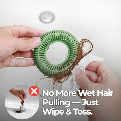 TubRing Pop-Up Drain Protector & Strainer Silicone Hair Catcher, Sage Green | Easy snap-in design fits around bathtub stoppers. Customizable utility guard for clog prevention. Fits 1.85"- 2.16" drains. - color: Sage Green