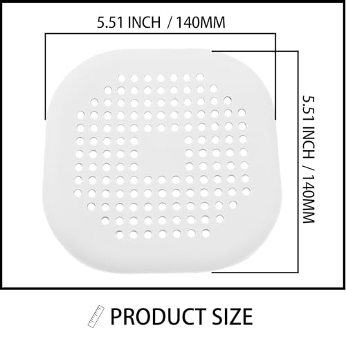 2 Pack 5.5 Inch White rain Hair Catcher | Silicone, Square ,140mm, Sink Drain Strainer, Shower Drain Hair Catcher, Drain Protector Hair Stopper, For Bathroom Bathtub