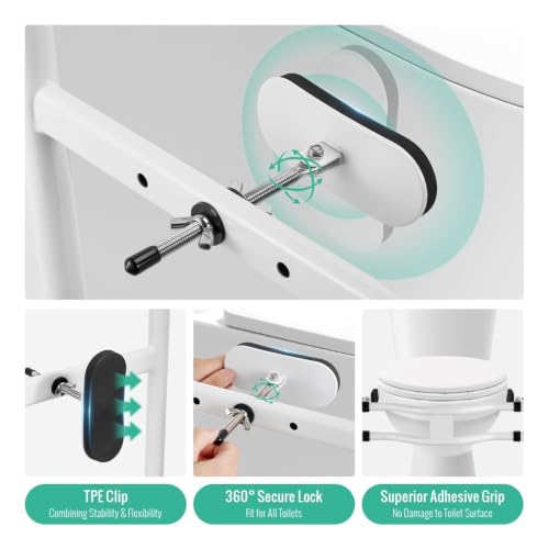 Toilet Safety Rails with Footrests, Adjustable Height & Width, Foldable Heavy Duty Toilet Safety Frame with Handles, Supports 500 lbs, Fits Most Standard Toilets-Suit for Elderly, Seniors & Disabled