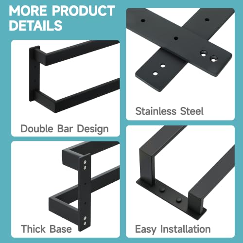 Alise Double Towel Bar, 20" Double Towel Racks for Bathroom, Matte Black | Bathroom Towel Rack Wall Mounted, 3.54" Wide Faster Drying, Ladder Design, SUS304 Stainless Steel - color: Matte Black, size: 20-inch