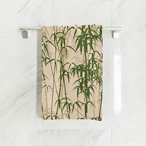 Naanle Green Bamboo Forest On Beige Soft Bath Towel Absorbent Hand Towels Multipurpose for Bathroom Hotel Gym and Spa 30"x15"