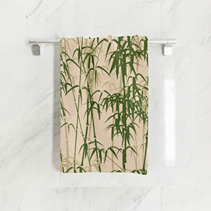 Naanle Green Bamboo Forest On Beige Soft Bath Towel Absorbent Hand Towels Multipurpose for Bathroom Hotel Gym and Spa 30"x15"