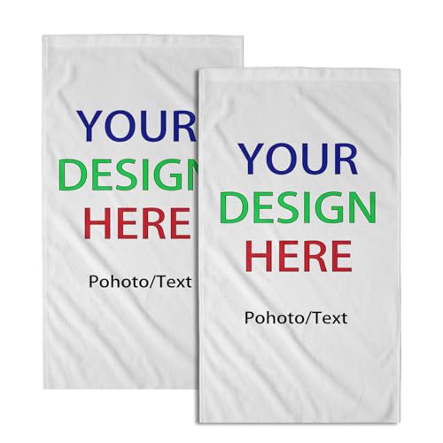 Giwawa 2pc Custom Hand Towels Personalized Printed Fingertip Towels for Bathroom Kitchen Home Decor - color: Customizable Style, size: 28.3" x 14.4"(Pack of 2)