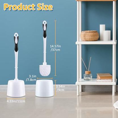 Tioncy 6 Pack Toilet Brush with Holder, 14.96 Inch Toilet Bowl Brush Set, Stiff Bristles Scrubber for Deep Cleaning, Base Caddy, Bathroom Cleaning Supplies (Black,White) - color: Black and White