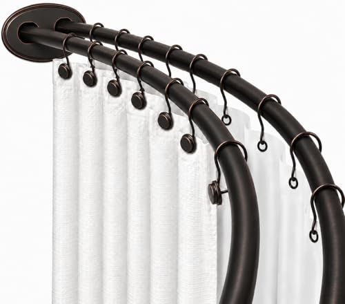 Utopia Alley Signature Aluminum Series Double Curved Shower Curtain Rod, Adjustable 45-72 Inch, Rustproof Aluminum, Dual Rod, Separates Curtain & Liner, Adds 8 Inches More Space, Oil Rubbed Bronze - color: Oil Rubbed Bronze