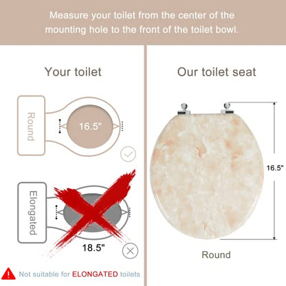Round Toilet Seat Natural Wood Toilet Seat with Zinc Alloy Hinges, Easy to Install also Easy to Clean, Anti-pinch Marble Toilet Seat by Angol Shiold (Round, Beige Pink) - color: Beige Pink, size: Round-16.5“