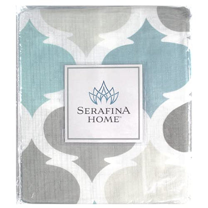 Blue Fabric Shower Curtain Modern Geometrical Blue Gray for Bathroom 72x72 | Elegant Boho Luxury Hotel Modern Muted Tones of Blue and Grey White Moroccan Trellis Cloth Farmhouse Design for men and women - color: Grey / Blue