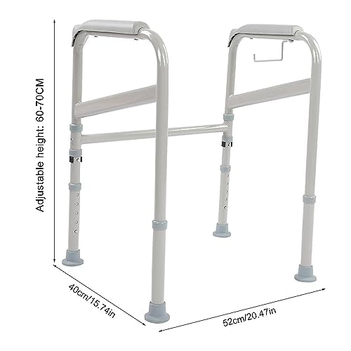 Adjustable Toilet Safety Rail – Height & Width Adjustable Grab Bar, Non Slip Armrests, Folding Bathroom Handrail for Elderly & Disabled Support
