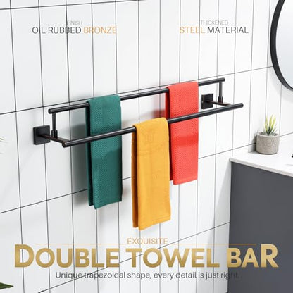 KOKOSIRI Towel Bars 32-Inch Bathroom Towel Holder Oil Rubbed Bronze Double Bath Towel Racks Wall Mounted Stainless Steel B5009ORB-L32 - color: Oil Rubbed Bronze, size: 32-Inch