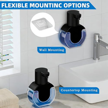 Automatic Soap Dispenser Touchless,Rechargeable Foaming Soap Dispenser,15oz/420ml Smart Hand Soap Dispensers,4-Level Adjustable,Wall Mount for Bathroom Kitchen Dish Soap,Hands-Free (Black) - color: Black, style: Foam