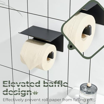 KOKOSIRI Black Toilet Paper Holders with Shelf Bathroom Toilet Paper Roll Holder SUS304 Stainless Steel Wall Mounted, Matte Black, B2010BK - color: Matte Black, size: With Shelf(1 Pack)