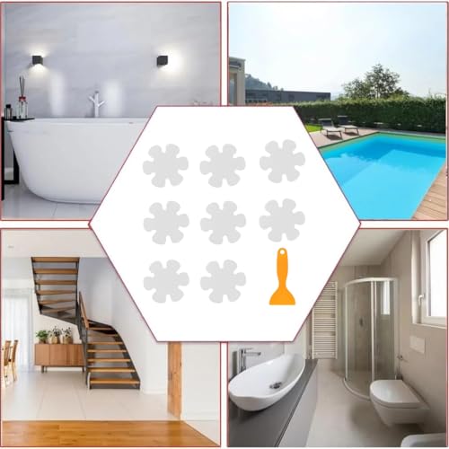 Anti Slip Shower Stickers Adhesive Strips with Scraper for Bathroom Bathtub Shower Floor Stairs 20pcs