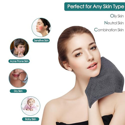 Wash Cloths 6 Pack,Super Soft Face Towel for Sensitive Skin,10''x10'',Grey | 100% Viscose,Makeup Removal,Easy Rinsed,Gently Wash Face and Body,Fast Dry,Hanging Loop,Face Cleans,Women Skin Care Routine - color: Grey, size: 10x10 inch-6 Pack